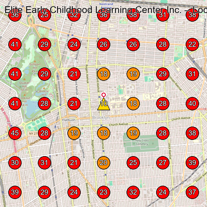 Elite Early Childhood Learning Center Inc. GeoGrid visibility map for Day Care Center in Brooklyn